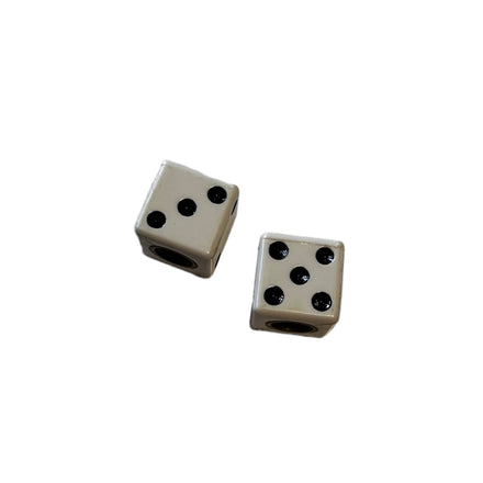 Dice Metal Thread Valve Caps White