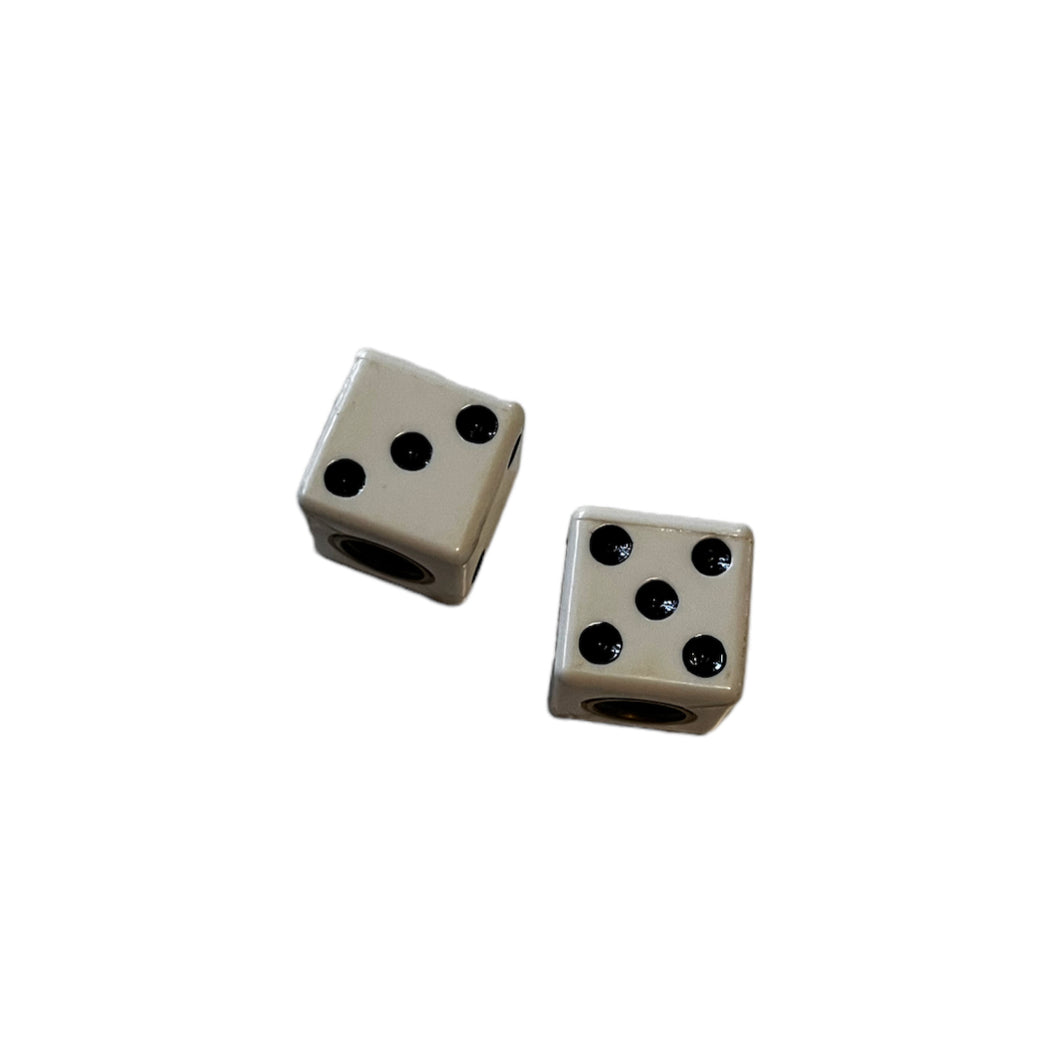 Dice Metal Thread Valve Caps White