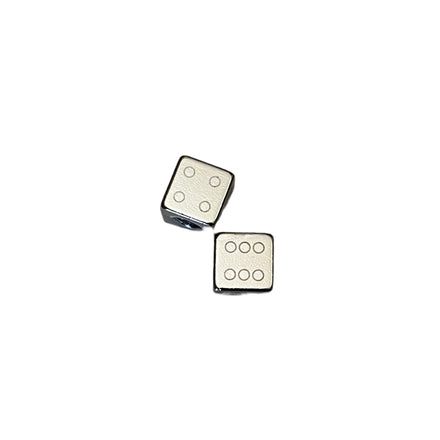 Dice Metal Thread Valve Caps Chrome Pip Outline