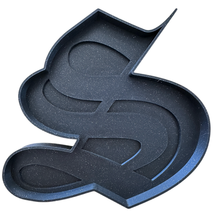 Old English S Throw Tray Sparkle Black