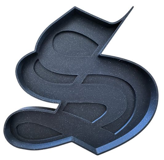 Old English S Throw Tray Sparkle Black