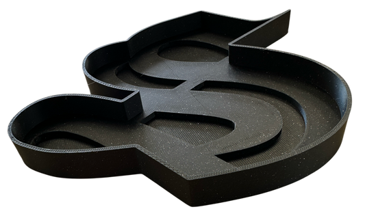 Old English S Throw Tray Sparkle Black