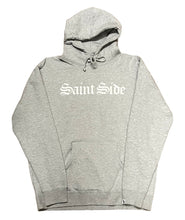 Load image into Gallery viewer, Saint Side - Old English Hoodie White on Heather Grey
