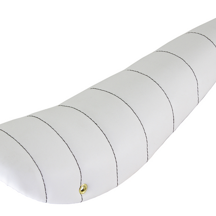 20" Stitched Banana Saddle Seat Vinyl White With Black Stitch