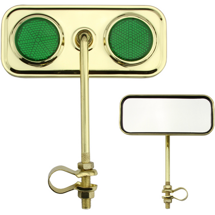 Rectangle Mirror Gold with Green Reflectors