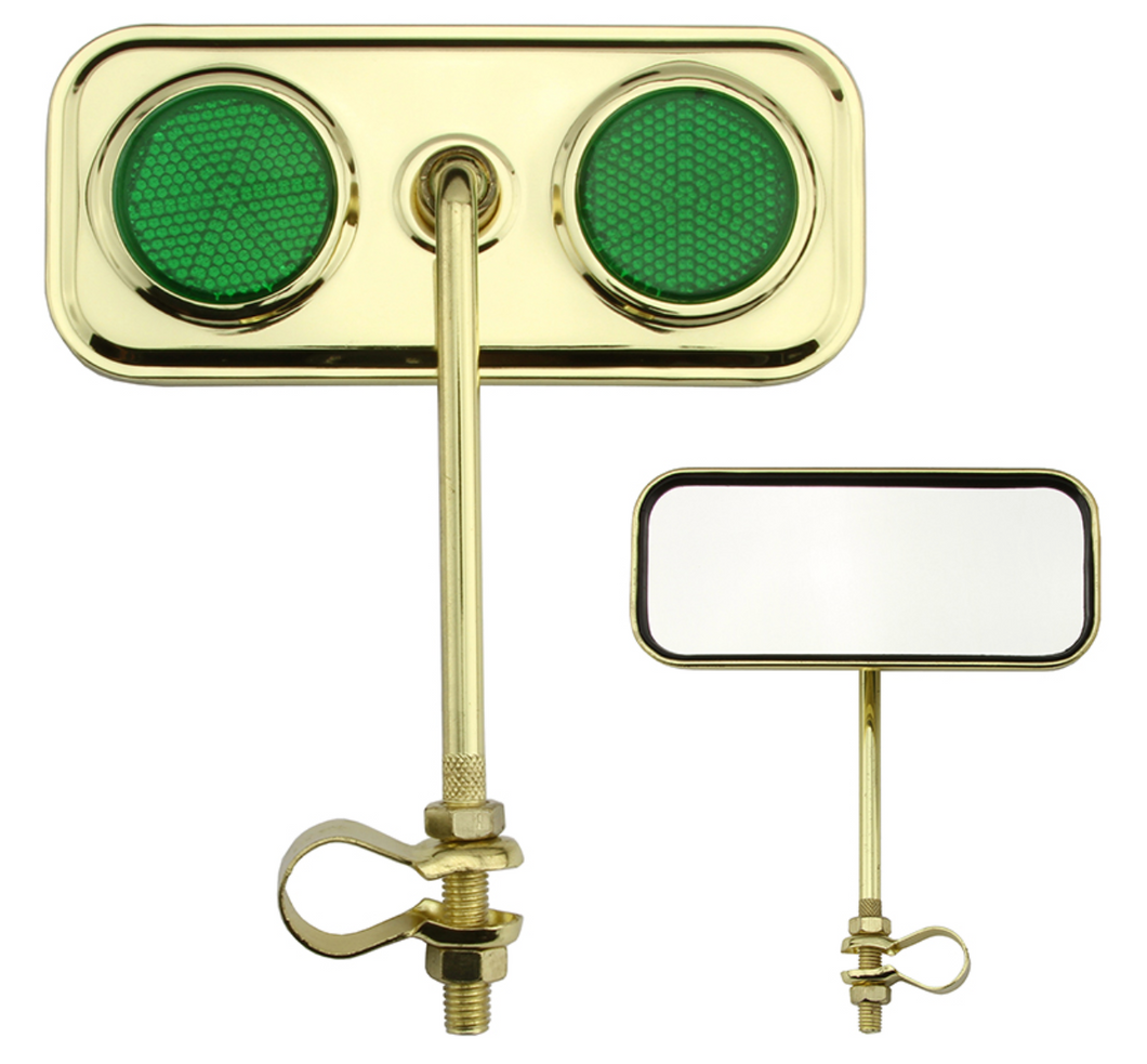 Rectangle Mirror Gold with Green Reflectors