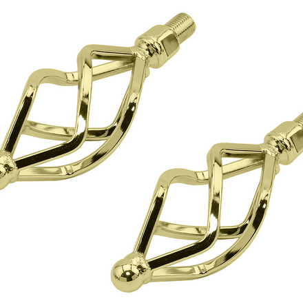 Twisted Pedals with Cage Oval 1/2" Gold
