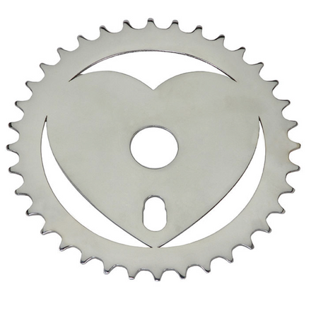 36T Lowrider Sweet Heart Lasercut Chain Ring Chrome