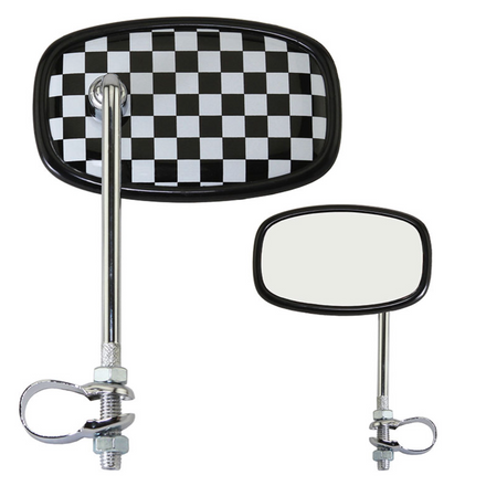 Check Oval Mirror Chrome with Black and White