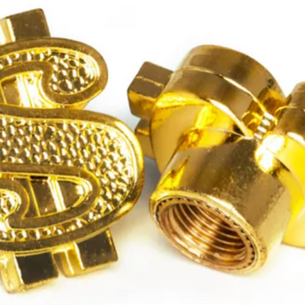 Gold Dollar $ Sign Valve Caps