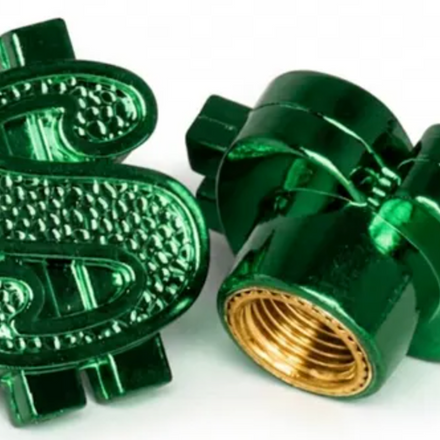 Green Dollar $ Sign Valve Caps