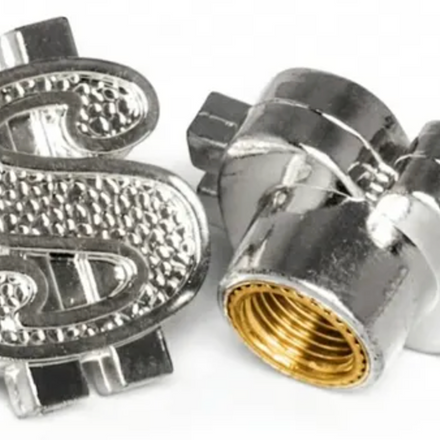 Silver Dollar $ Sign Valve Caps