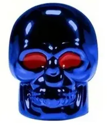 Blue Skull Valve Caps Red Eyes