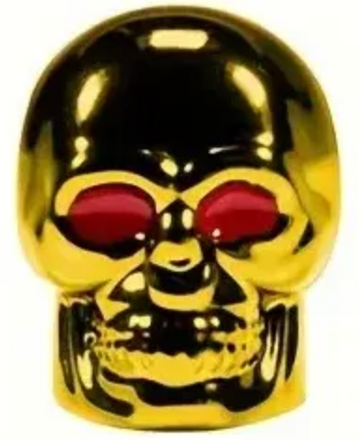 Gold Skull Valve Caps Red Eyes