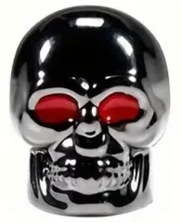 Grey Skull Valve Caps Red Eyes