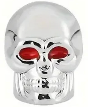 Silver Skull Valve Caps Red Eyes