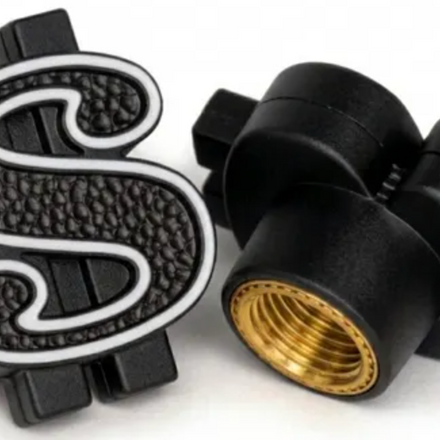 Black Dollar $ Sign Valve Caps