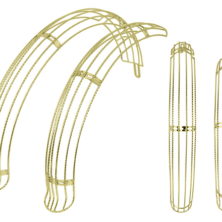 20" Flared Twisted Adjustable Fender Pair Only Gold (No Fender Braces)