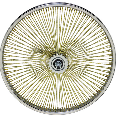 20" 144 Spoke Rear Wheel with Coaster Brake Chrome with Gold Twisted Spokes