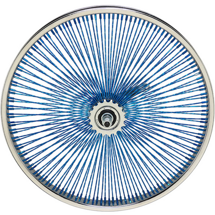 20" 144 Spoke Rear Wheel with Coaster Brake Chrome with Blue Twisted Spokes