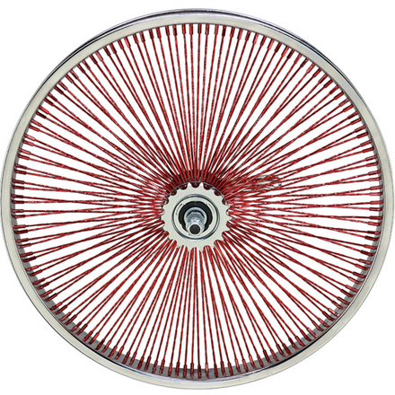 20" 144 Spoke Rear Wheel with Coaster Brake Chrome with Red Twisted Spokes