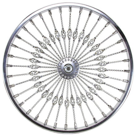 20" x 32mm Steel Front Wheel Twisted Cage 36 Spoke Chrome