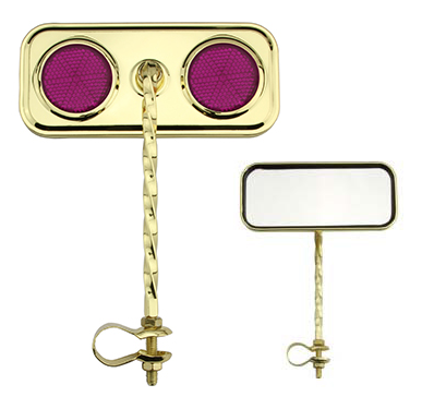 Rectangle Square Twisted Mirror Gold with Purple Reflectors