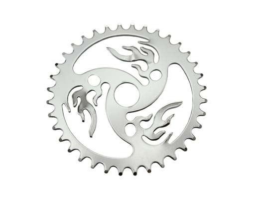 36T Lowrider Flame Chainring Chrome