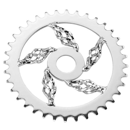 36T Lowrider Cage Twisted Steel Chainring 1/2 X 1/8 36T Chrome