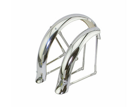 16" Flared Adjustable Ducktail Fender Set Chrome