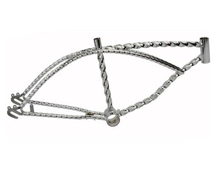 20" Bicycle Frame in All Square Twisted Chrome