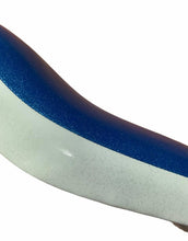 Load image into Gallery viewer, 20&quot; Banana Saddle Seat Vinyl Sparkle Blue with Sparkle White Sides
