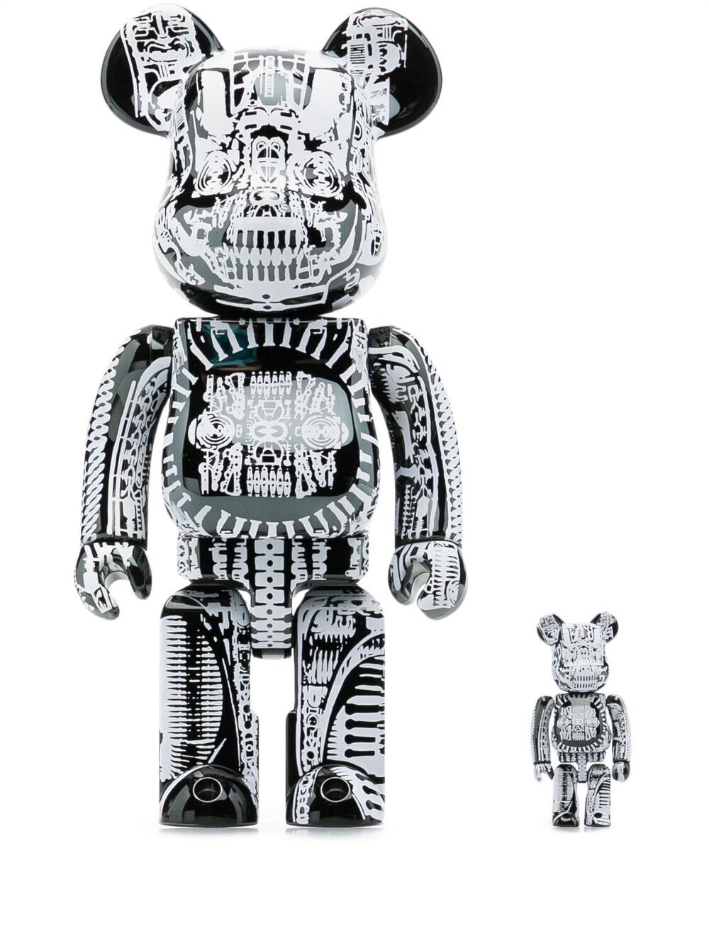 BE@RBRICK 100% and 400% Set H.R. Giger Black Chrome