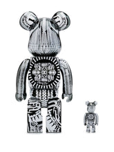 Load image into Gallery viewer, BE@RBRICK 100% and 400% Set H.R. Giger Black Chrome
