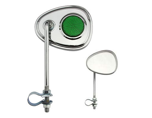 V Mirror with Green Reflectors Chrome