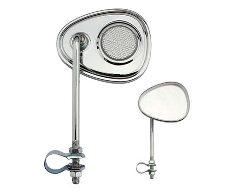V Mirror with Clear Reflectors Chrome