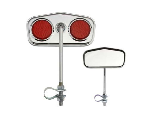 Diamond Mirror With Red Reflectors Chrome