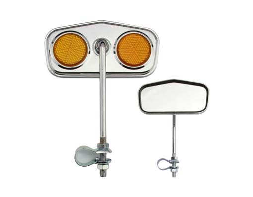 Diamond Mirror With Orange Reflectors Chrome