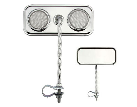 Rectangle Square Twist Mirror with Clear Reflector Chrome