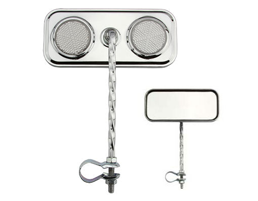 Rectangle Square Twist Mirror with Clear Reflector Chrome