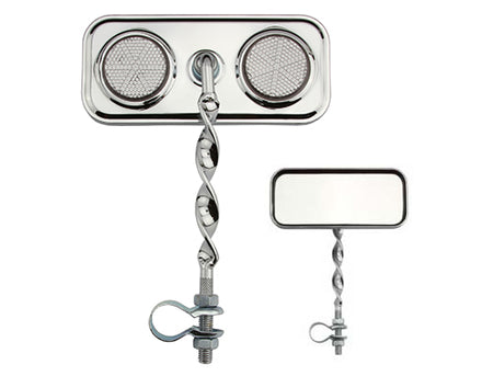 Rectangle Flat Twisted Mirror with Clear Reflectors Chrome