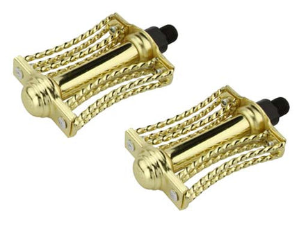 Double Square Twisted Butterfly Pedals 1/2" Gold