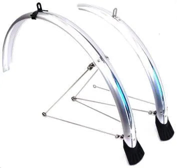 26" Mudguard Set, Silver Plastic