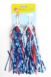 Streamers for Handlebar Grips - Silver, Red and Blue