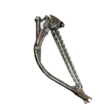 20" Bent Spring Fork With Double Square Twisted Bars Chrome