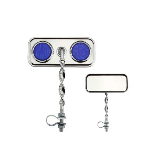 Rectangle Flat Twisted Mirror with Blue Reflectors Chrome