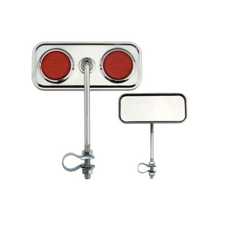 Rectangle Mirror with Red Reflector Chrome