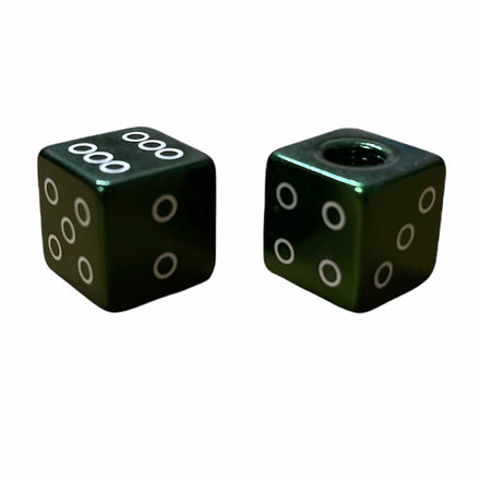 Dice Metal Thread Valve Caps Shiny Green