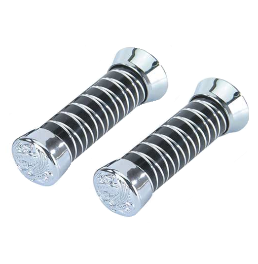 Alloy Rope Black Chrome Handlebar Grips with Eagle End Caps
