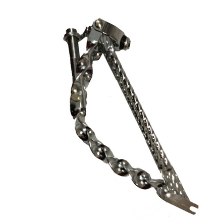 20" Bent Flat Twisted Spring Fork With Square Twisted Bars Chrome